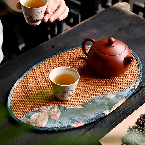 复古藤纹干泡盘茶席专用茶桌布垫桌旗茶垫子