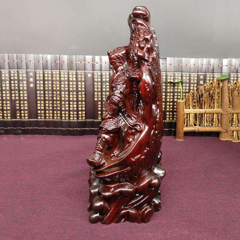 黑檀木上漆 义关公 武财神 家居摆件