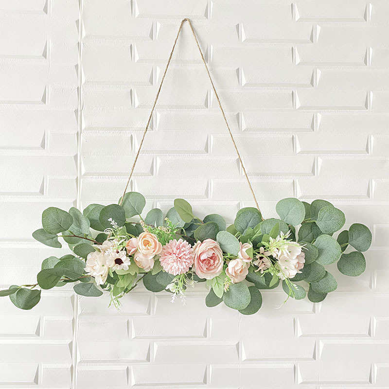 北欧森系尤加利仿真花金钱叶墙面装饰挂件创意墙上家居壁挂饰品