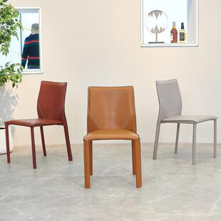 意式 M5o马ft业风背凳子餐厅家用椅子设计师靠马工鞍皮 极简鞍椅lY