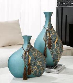 新中式陶瓷花瓶高级感复古花器客厅样板间玄关电视柜桌面装饰摆件