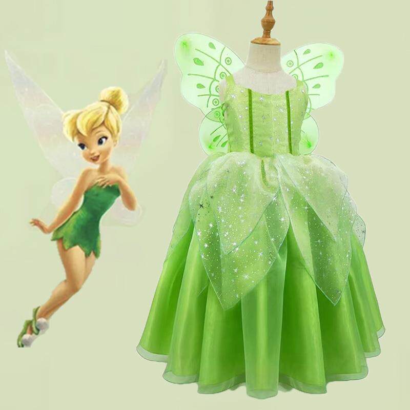 森系女童礼服儿童迪斯尼小叮当奇妙仙子公主裙森林精灵万圣节服装