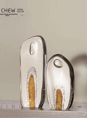 轻奢家居样板间书房书柜办公室琉璃装饰摆件纯铜犀牛水晶玻璃摆设