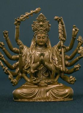 高档简修摆行复古提提菩萨像准佛母像件黄铜随身佛像精致禅意准装