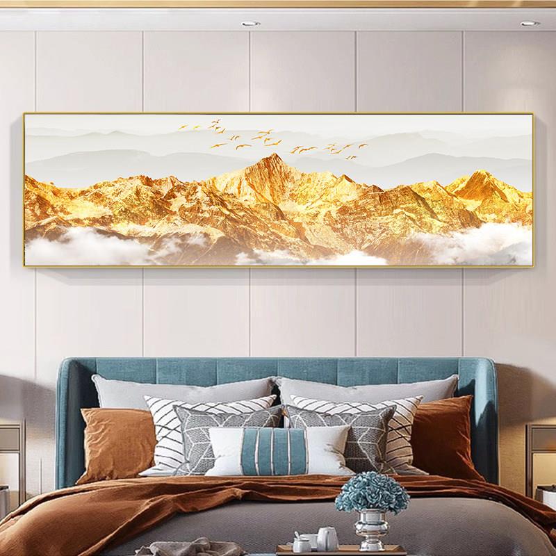 背靠金山卧室装饰画床头挂画轻奢高级感主卧客厅壁画山水画靠山图