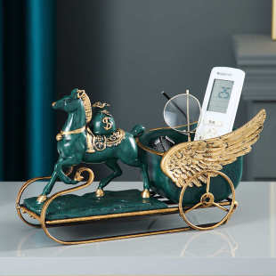 上玄关吉祥门口创意摆件鞋柜遥控器收纳盒钥匙放家居装饰金马客厅