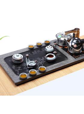 整块乌金石茶盘家用简约大号四合一全自动上水功夫石头排水茶台
