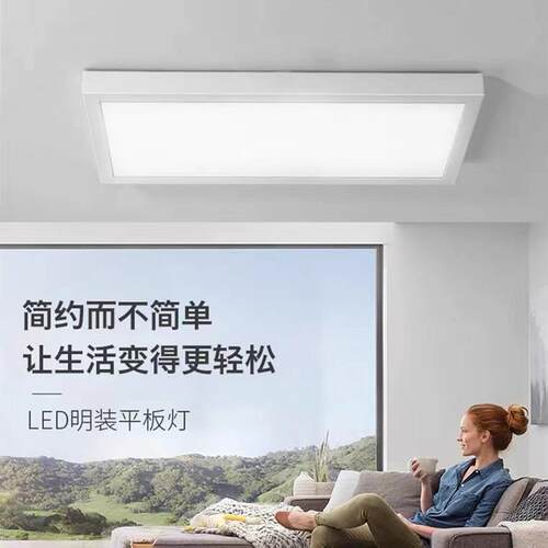 集成吸顶led平板灯办公室照明灯超市商场健身房600*600明装面板灯