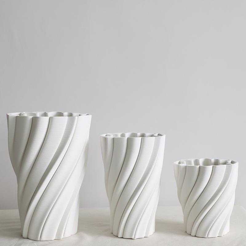 3D打印白色简约现代陶瓷工艺品创意插花器花瓶摆件家居软装饰品