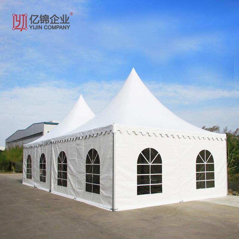 pagodatent户外活动白色铝合金PVC尖顶帐篷吊顶帐篷四角遮阳帐篷