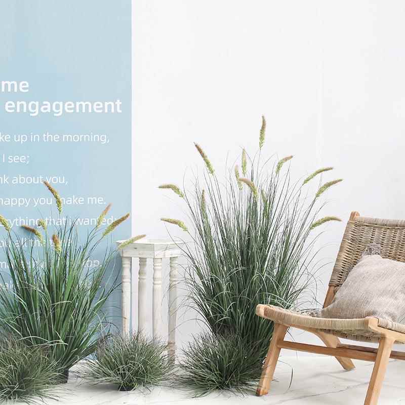 仿绿植猫尾巴草落QDK地草垛置浪漫婚真庆布陈道具场景装饰美摆件