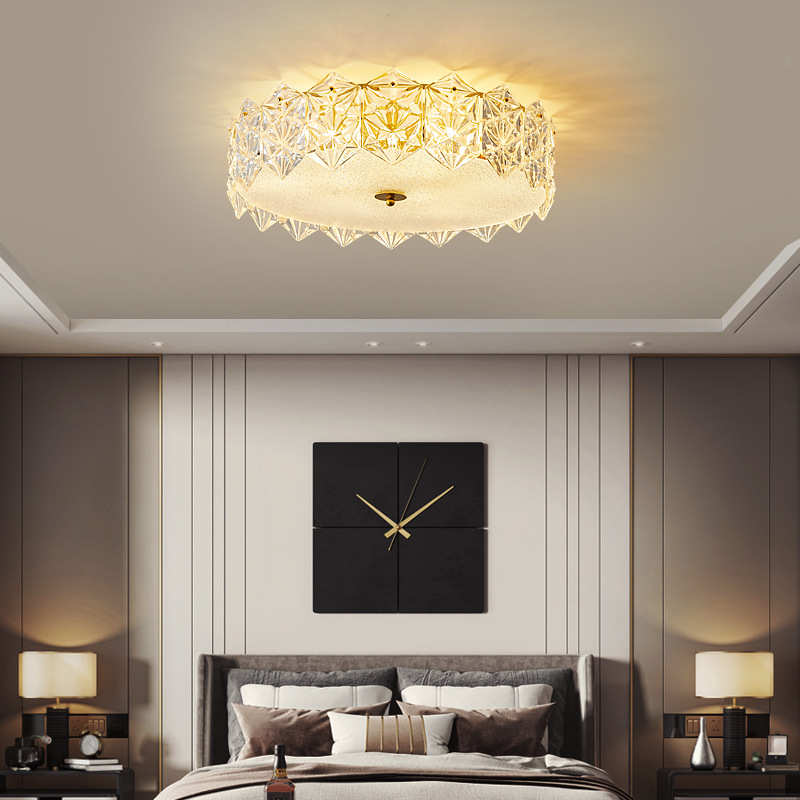 2022新款北欧轻奢高档后现代简约创意水晶玻璃主卧室房间吸顶灯