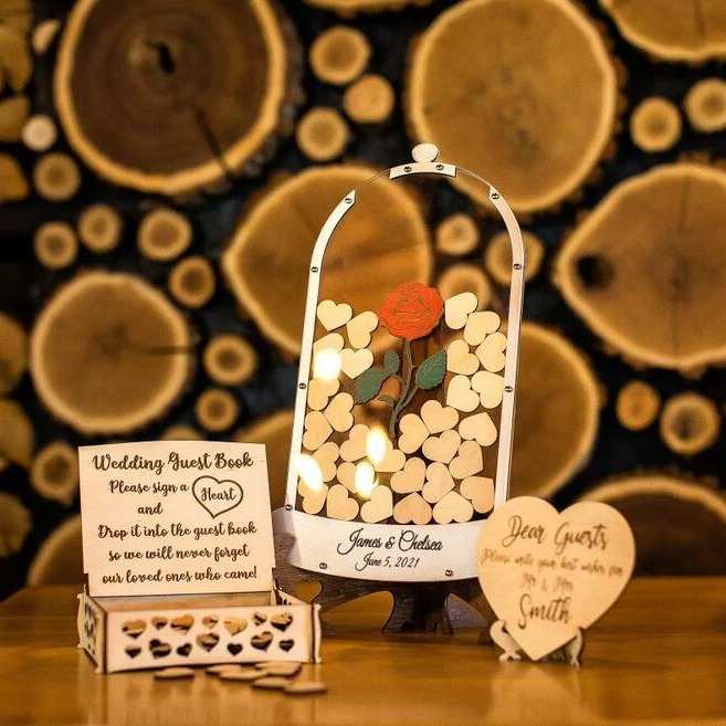 花瓣宴会玫瑰个性木片台结婚名册道自定义花瓶生日婚礼签到签创意