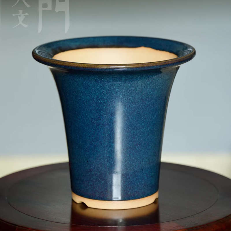 轻奢 东门第50款 长乐 茶沫绿釉海鼠釉紫砂兰花盆 多肉文竹月季