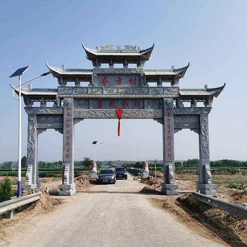 厂家直销大型花岗岩石牌楼公园寺院入口石牌坊新农村石雕大门门楼