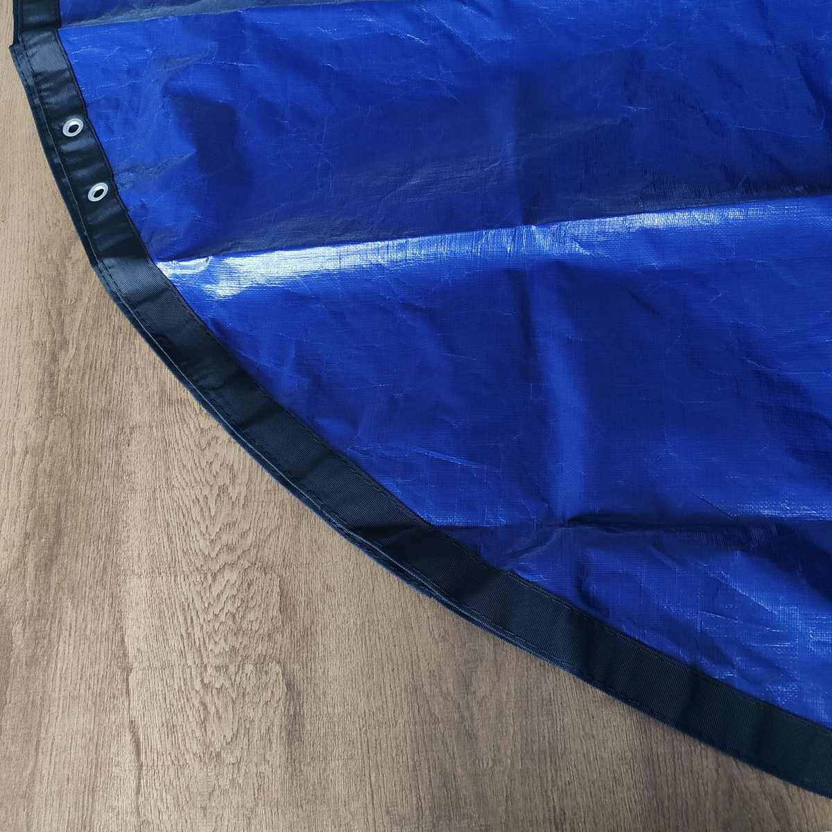 蓝黑泳池罩 4.88米直径 带织带钢丝绳和调节器 防晒圆形覆盖罩泳