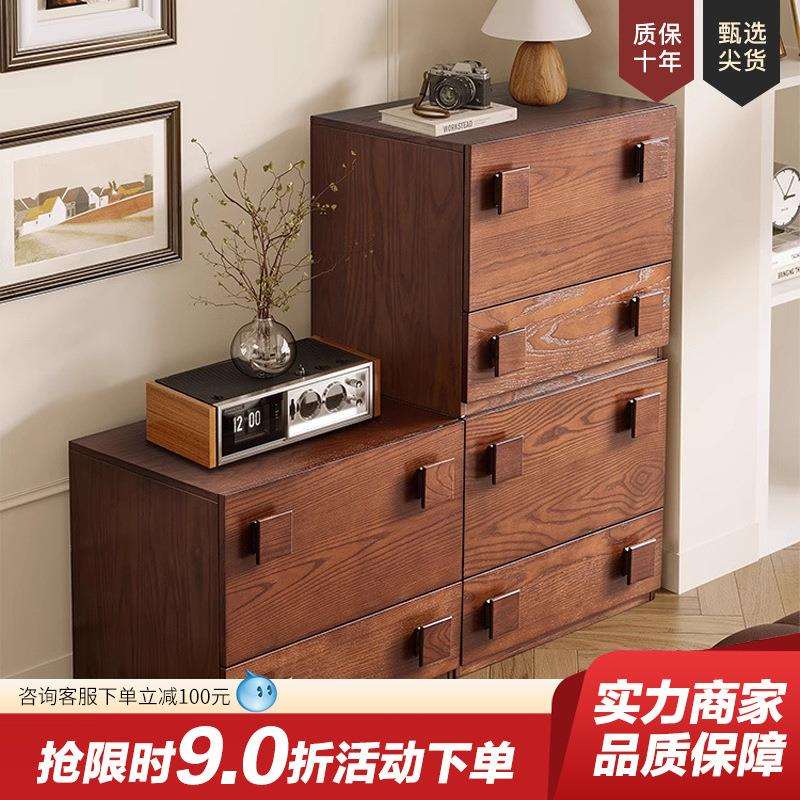 大司马 法式复中古客厅靠墙置物柜实木餐边柜小立柜储物柜卡门柜