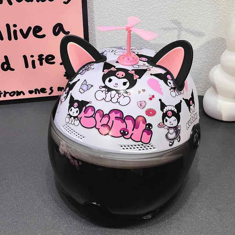 安全帽装饰小配件猫耳朵可爱卡通库洛米电动车机车安全帽个性贴纸