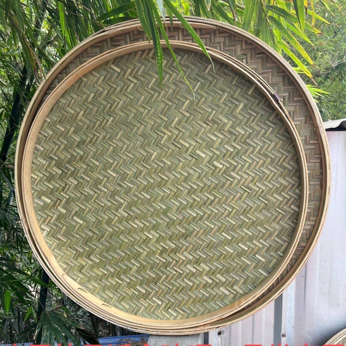 竹子头层皮纯手工竹编圆形晾晒筐大号竹筛子家用晒干货装饰竹制品