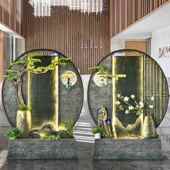 大XPZ喷泉观池花型园水景民宿造流景阳台鱼池假山双景面水摆件