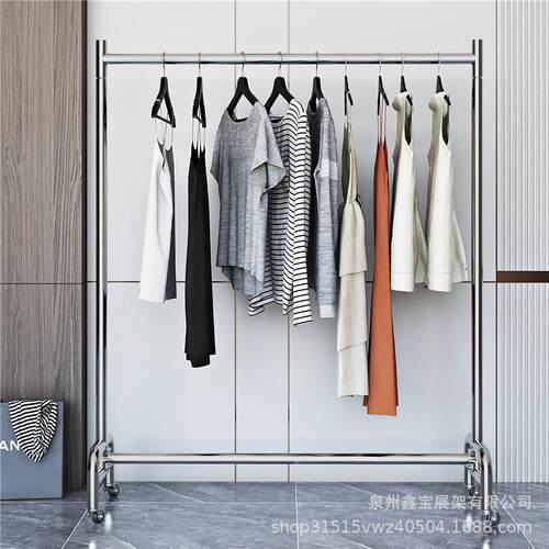 服装展示架店锈359钢双层挂衣架可移动陈列货架衣不衣服架落地架
