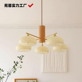 中古原木风复古玻璃客厅灯吊灯法式 奶油主卧室餐厅房间简约灯具