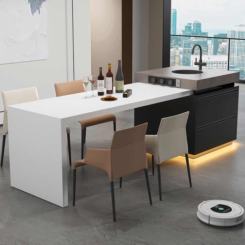 岛台餐桌一体带水槽开放式厨房家用储物倒台岩板中导台小户型高级