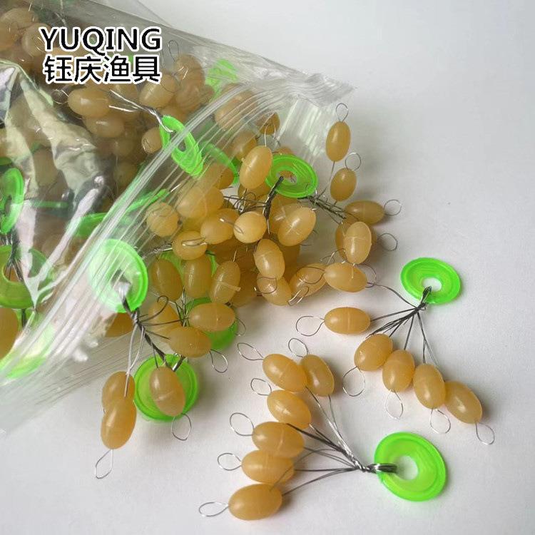 硅胶太空豆橄榄型太空豆跑铅挡豆夜光不伤线钓鱼散装黑胶大物豆