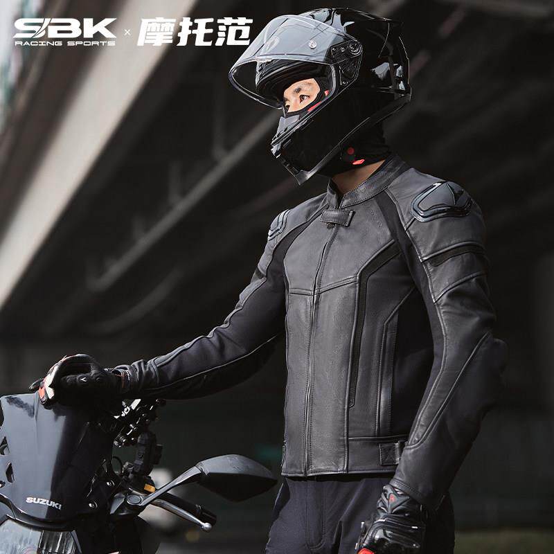 SBK PLAY摩托车骑行皮衣机车服真皮耐磨防摔内胆四季骑行战斗皮衣