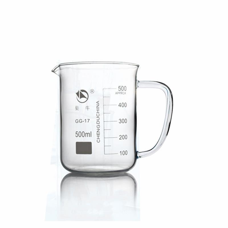 蜀玻蜀牛带柄烧杯带把烧杯250ml500ml1000ml2000ml玻璃低型烧杯