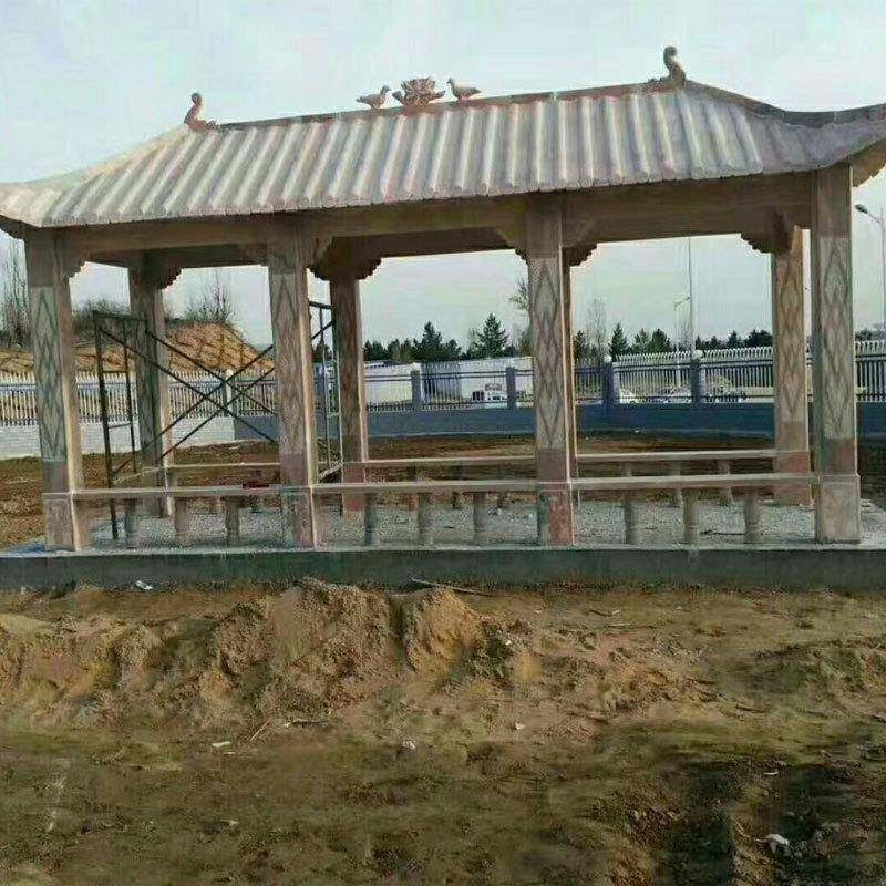 曲阳石雕厂家加工销售石材亭子花岗岩长廊造型可选现代简约石雕