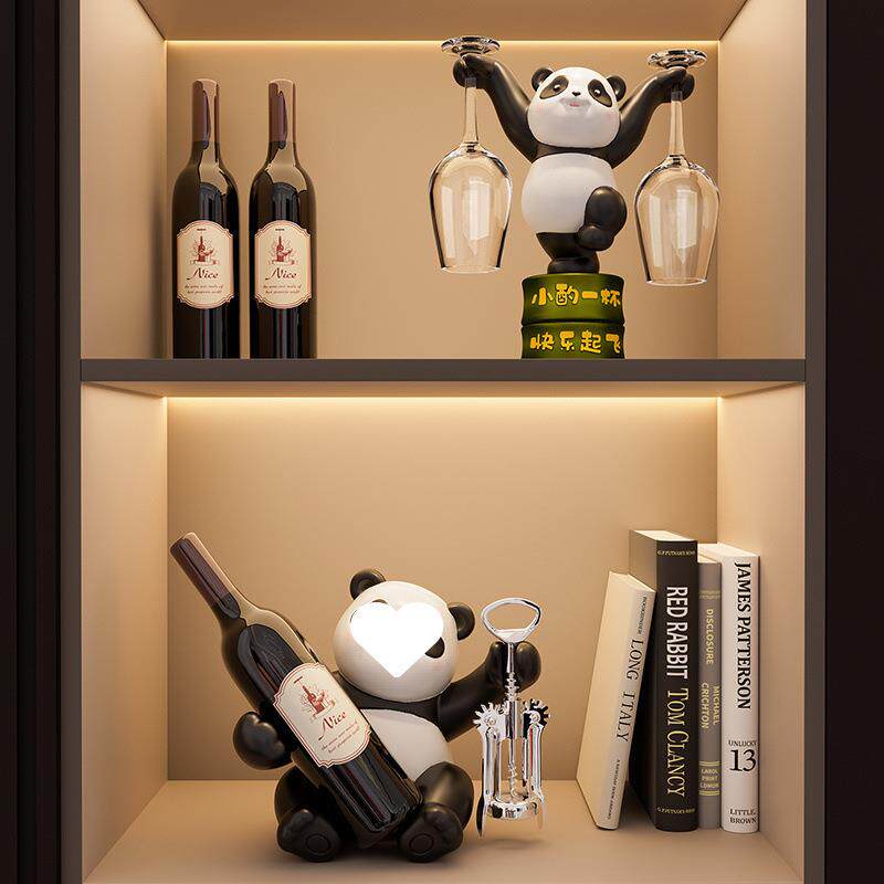 熊猫架红酒架摆件酒柜组轻奢餐WkrX5T55客厅边合柜书装饰