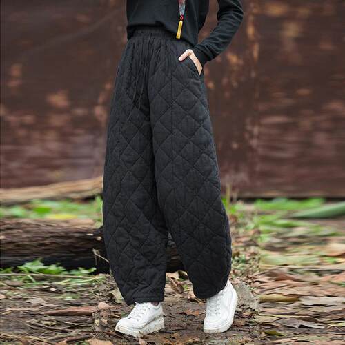 Women's cotton padded thick stitched diamond patterned dad