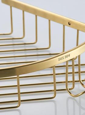 间浴室角三篮置物架不锈钢收纳可拆卸钩卫生带YLJ拉丝金挂篮免打