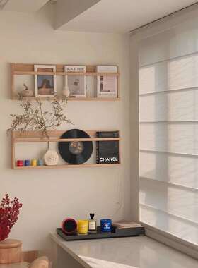 墙上置物架一字搁板书壁挂木式架简约装书饰壁ZWJ0264架实架收纳