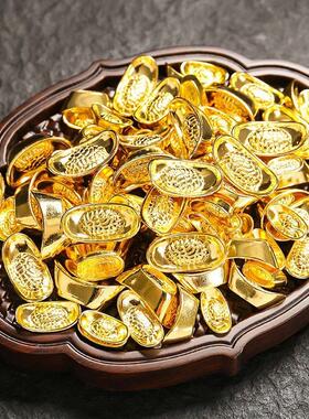 仿黄铜创意家居摆件合金实心小元宝压缸装饰镀金精美合金元宝