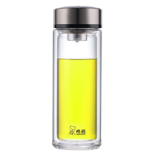 希诺玻璃杯双层耐热透明水杯男士商务杯子带过滤网泡茶杯子XN7072