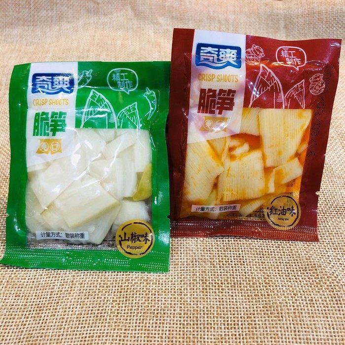 奇爽红油山椒味脆竹笋片500g独立小包装脆笋香辣味金针菇休闲 零