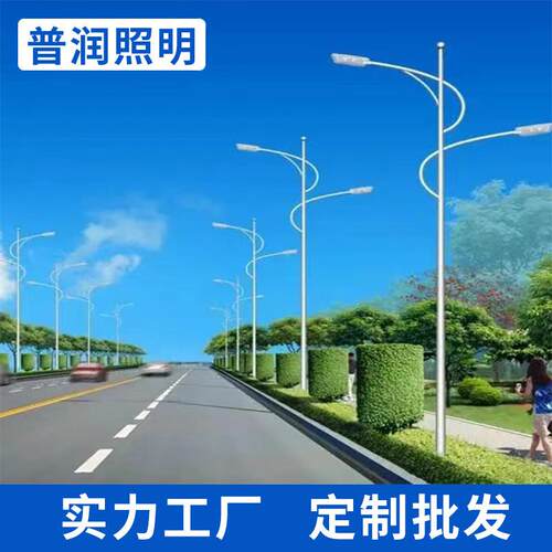 市电路灯6米市政道路新农村户外照明灯单臂双臂热镀锌路灯杆
