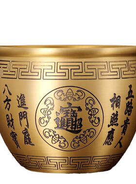 全黄八福聚宝缸招财米缸八宝缸对联缸办公室客厅聚米摆件工艺品