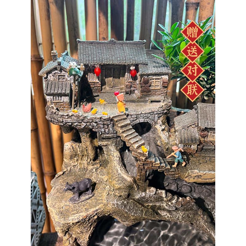 微景观流水古法鱼缸水循环造景过滤器养鱼生态缸庭院水景摆件景观