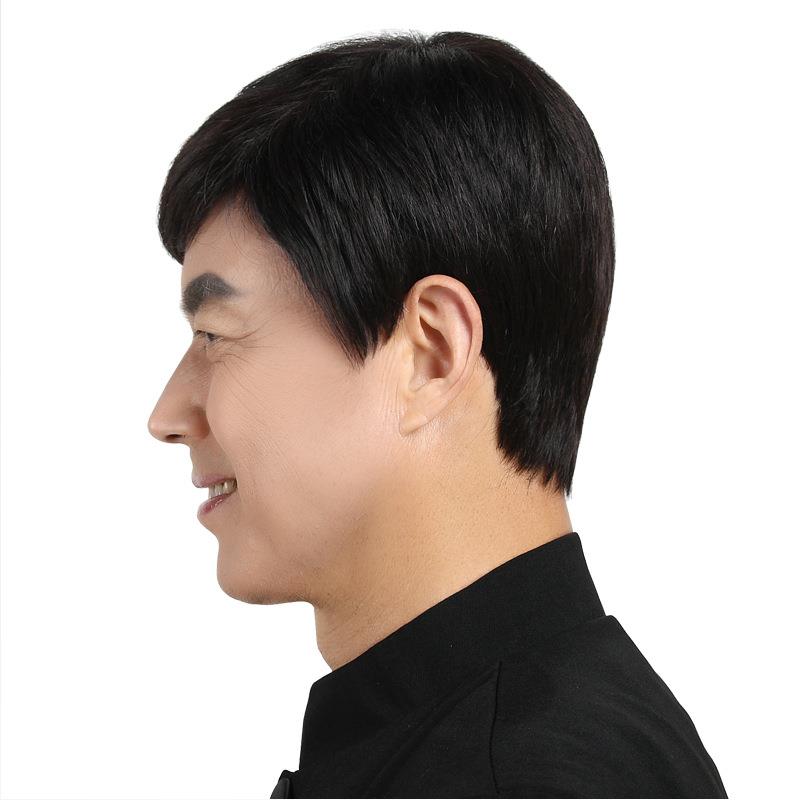 新款直销男士假发手织男女士短发逼真爸爸假发套真人头发中老年真
