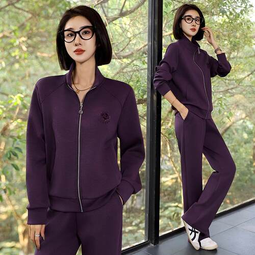 运套装女秋新款时尚龄韩春版宽松卫衣洋气87578393减动休闲跑步两