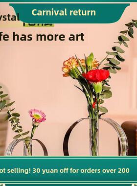 高端水晶花瓶装饰品小花瓶客厅家庭柜台办公室桌子装饰品乔迁礼物