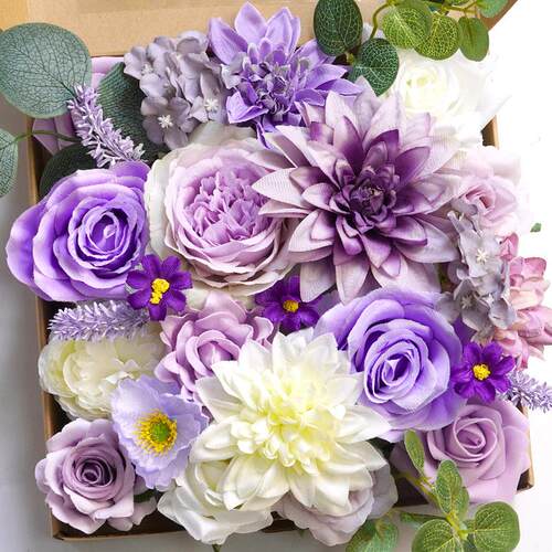 Artificial Flowers 跨境仿真花婚礼派对家居装饰DIY礼盒花带花杆