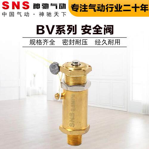 SNS神驰气动全铜制安全阀BV系列空气直动式泄压阀卸荷空压机配件