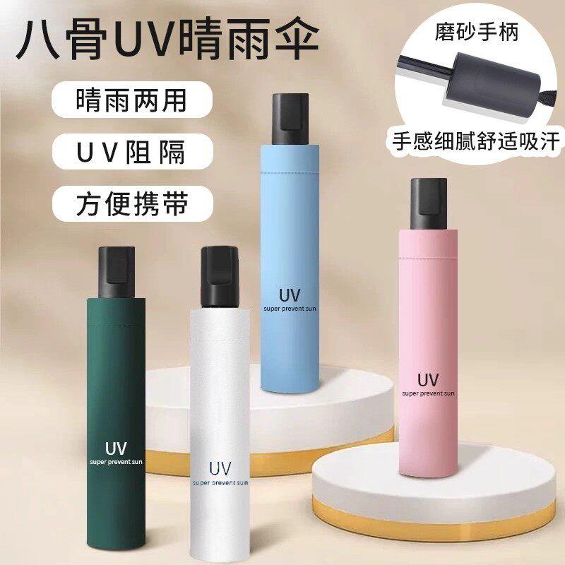 黑胶八骨UV晴雨两用折叠大号伞