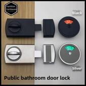 公共厕所卫生间隔断五金配件304不锈钢黑色有人无人插销门指示锁A