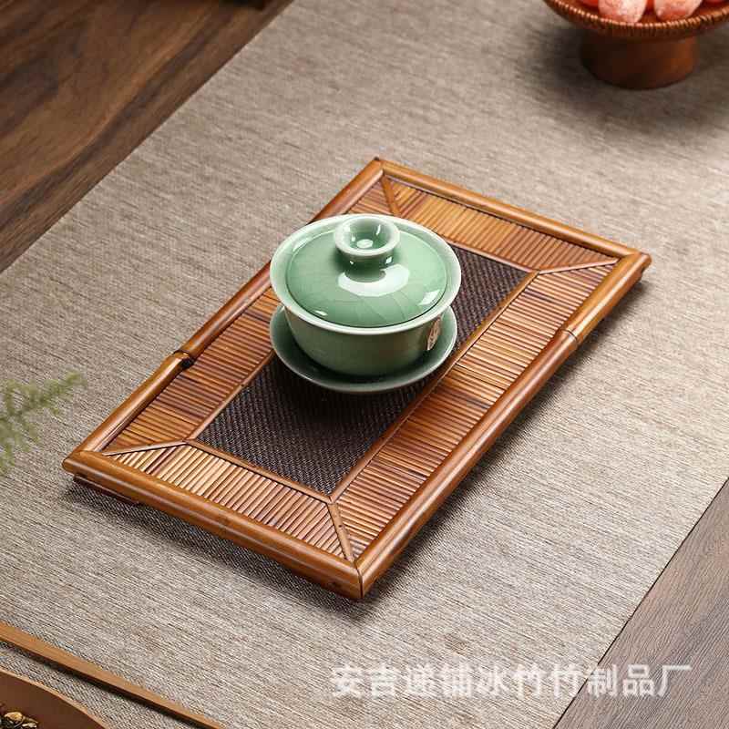 凤眼竹日式托盘竹茶具茶收纳盘奉茶盘老藤席制面文2023226人盘干