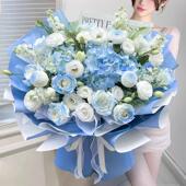 绣球玫瑰混搭花束鲜花同城速递北京上海送男友女友生日礼物配送店